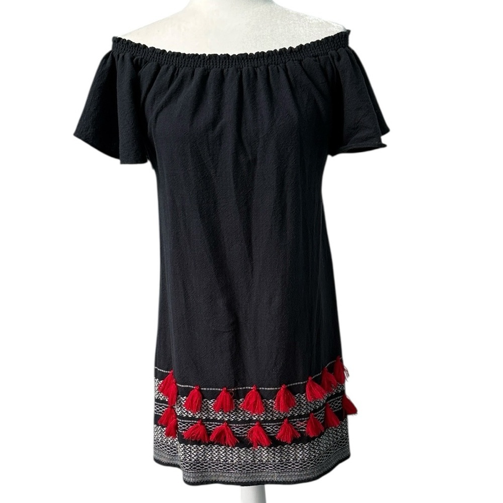Piper by Townsen Apala Off The Shoulder Tassel Mini Dress Size Small